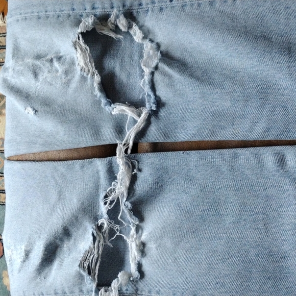Thrashed Levis vintage hi waisted 501 90s distressed button fly jeans Women's 10 - Picture 6 of 15